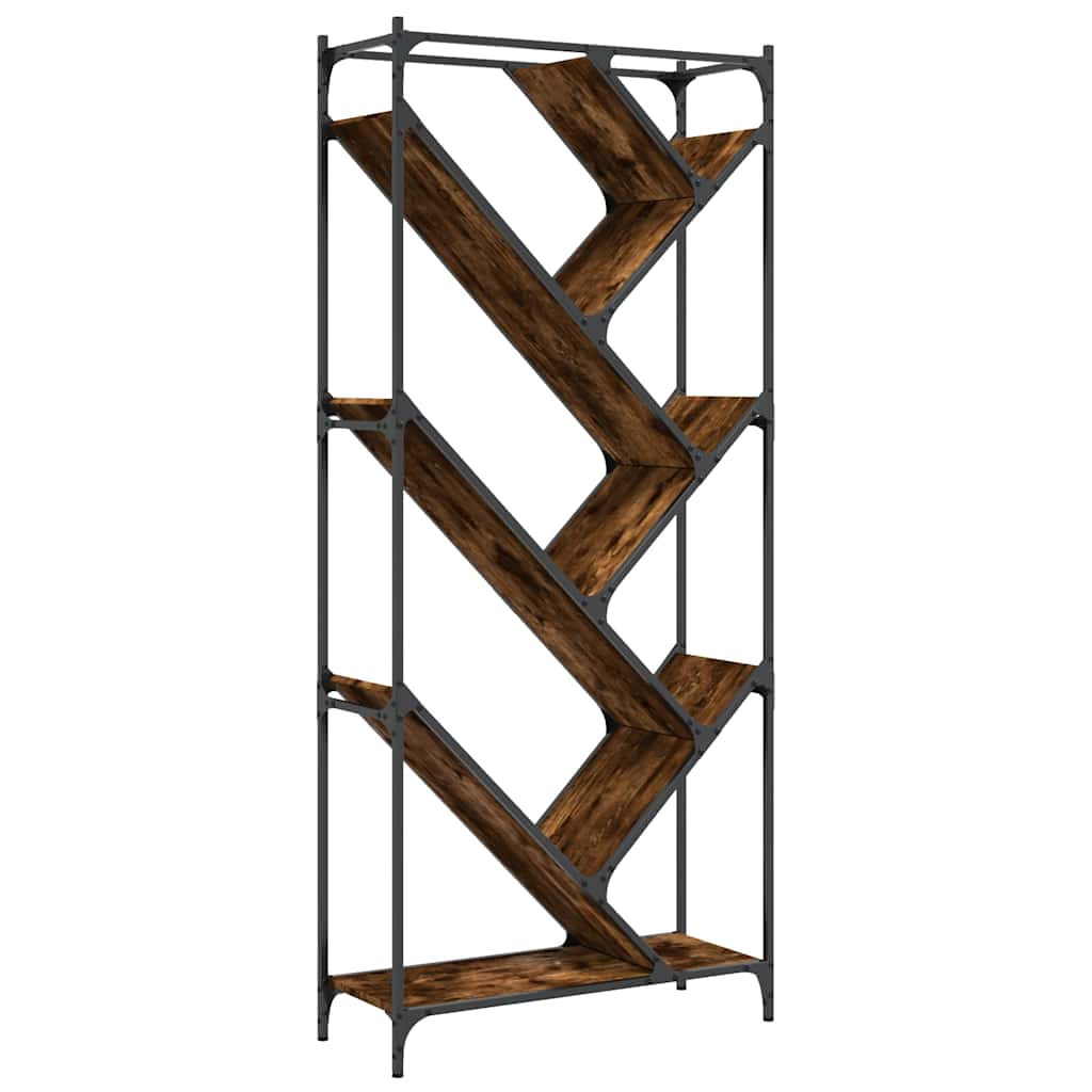 füstös tölgy színű szerelt fa és fém könyvszekrény 79x30x180 cm