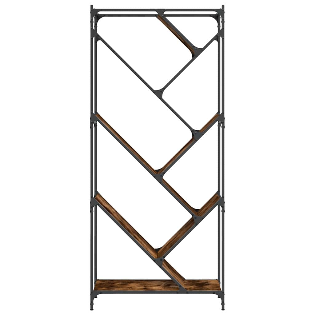 füstös tölgy színű szerelt fa és fém könyvszekrény 79x30x180 cm