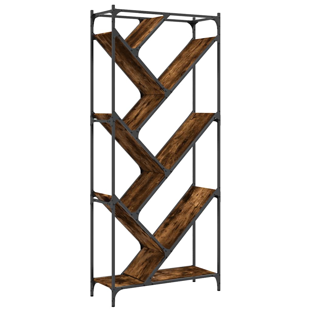 füstös tölgy színű szerelt fa és fém könyvszekrény 79x30x180 cm