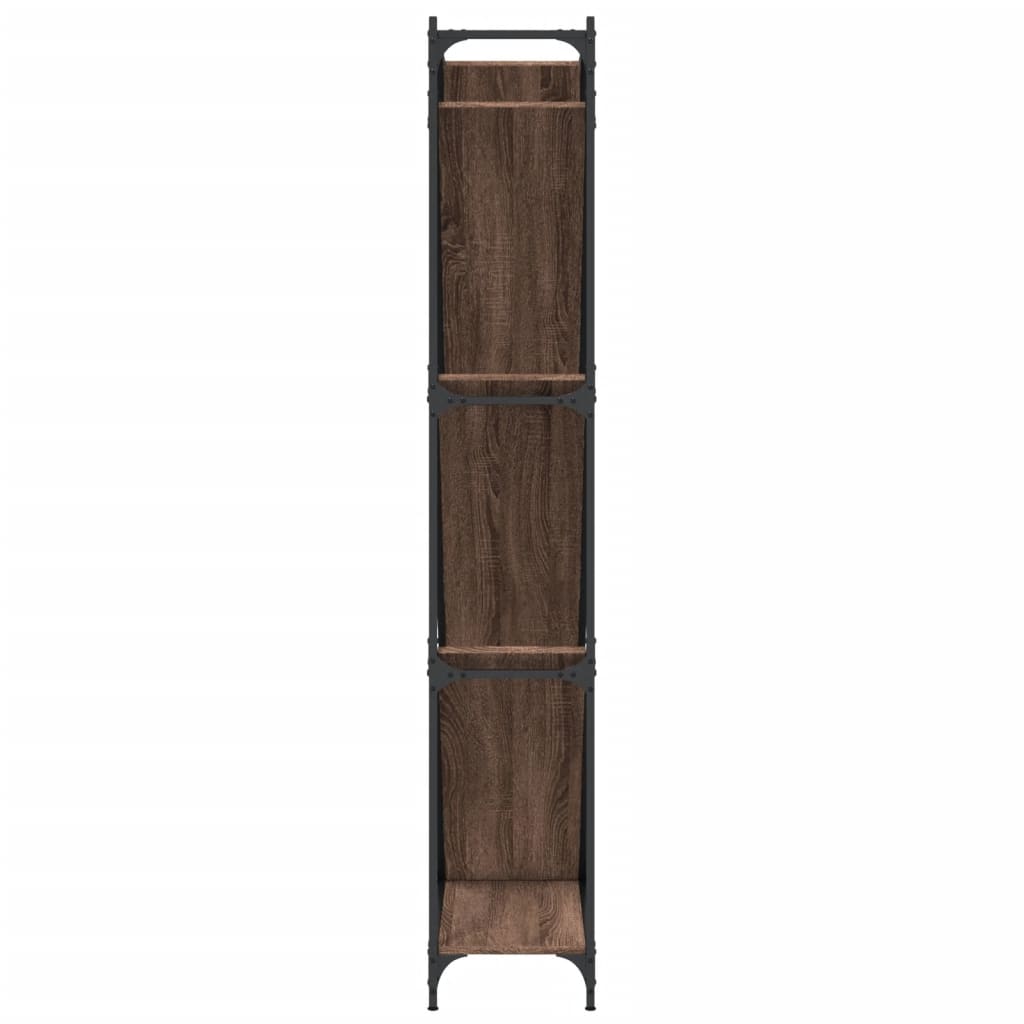 barna tölgy színű szerelt fa és fém könyvszekrény 79x30x180 cm