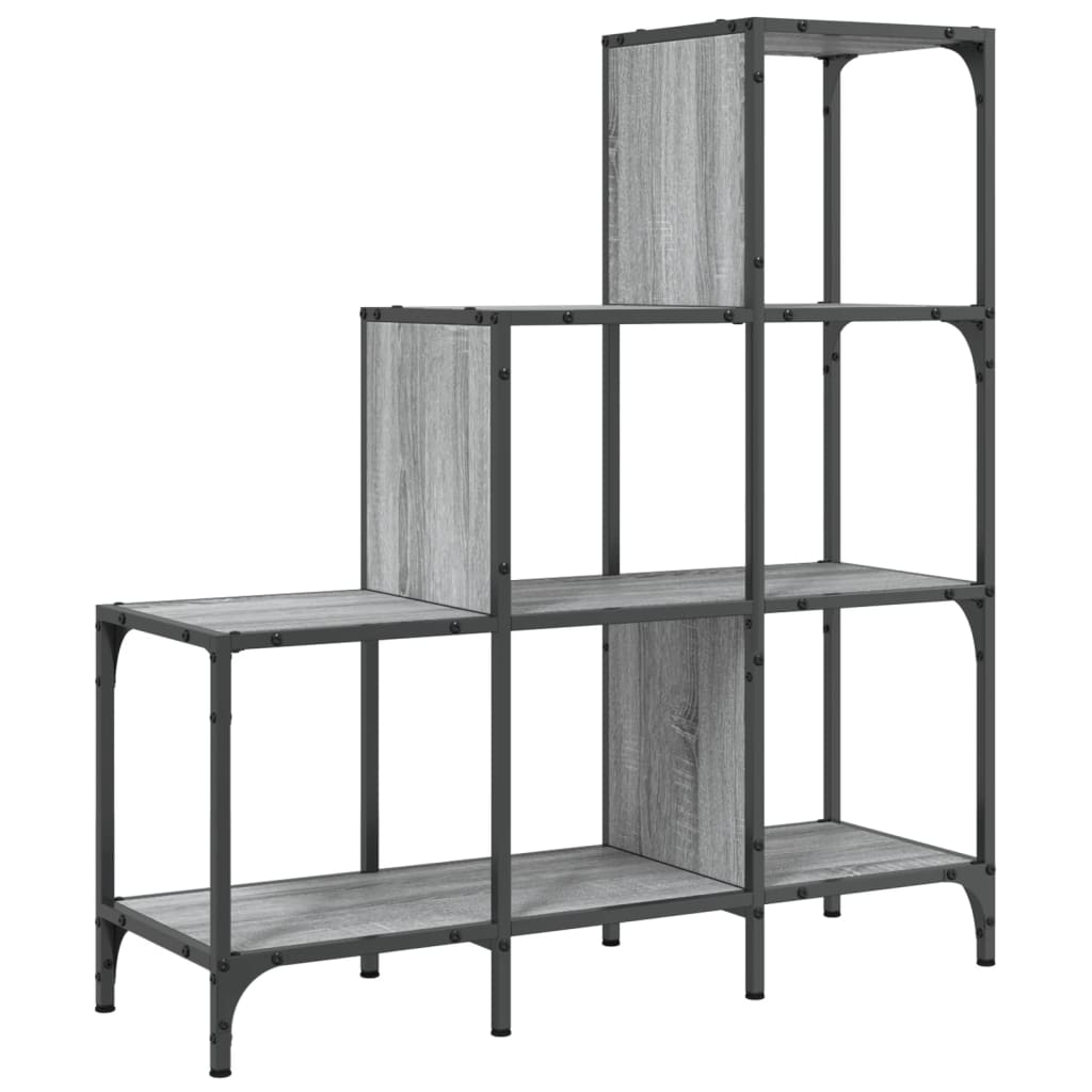 szürke sonoma szerelt fa és fém könyvszekrény 92 x 30 x 102 cm