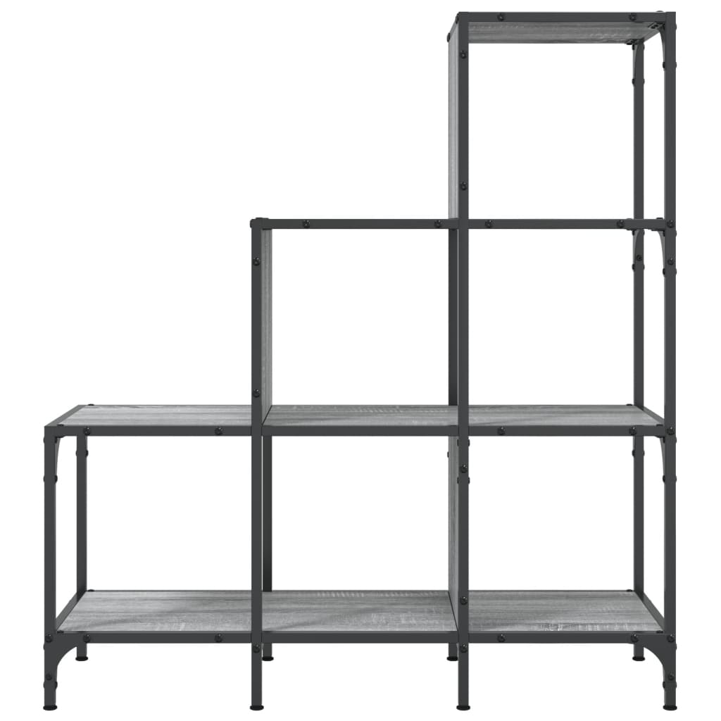 szürke sonoma szerelt fa és fém könyvszekrény 92 x 30 x 102 cm