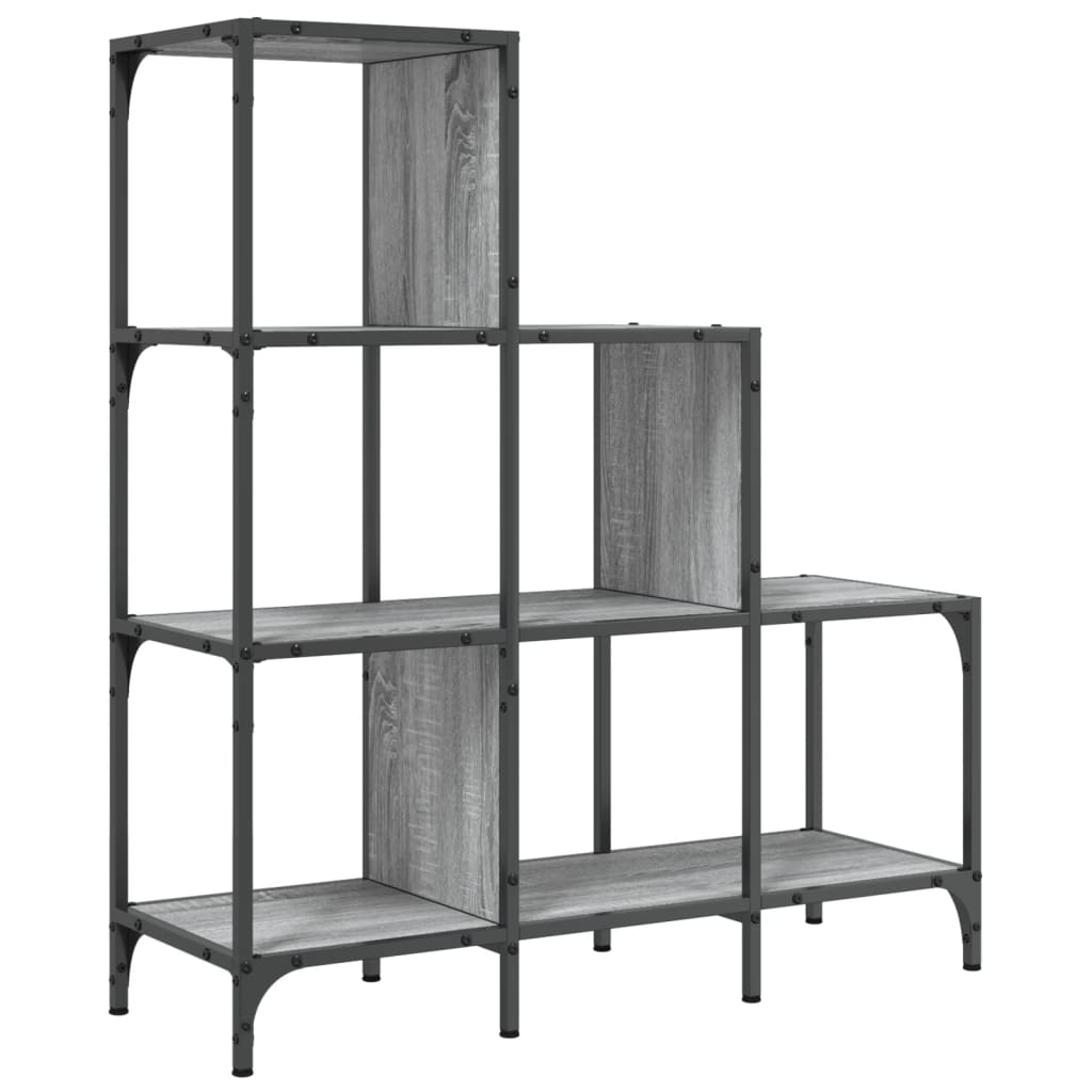 szürke sonoma szerelt fa és fém könyvszekrény 92 x 30 x 102 cm