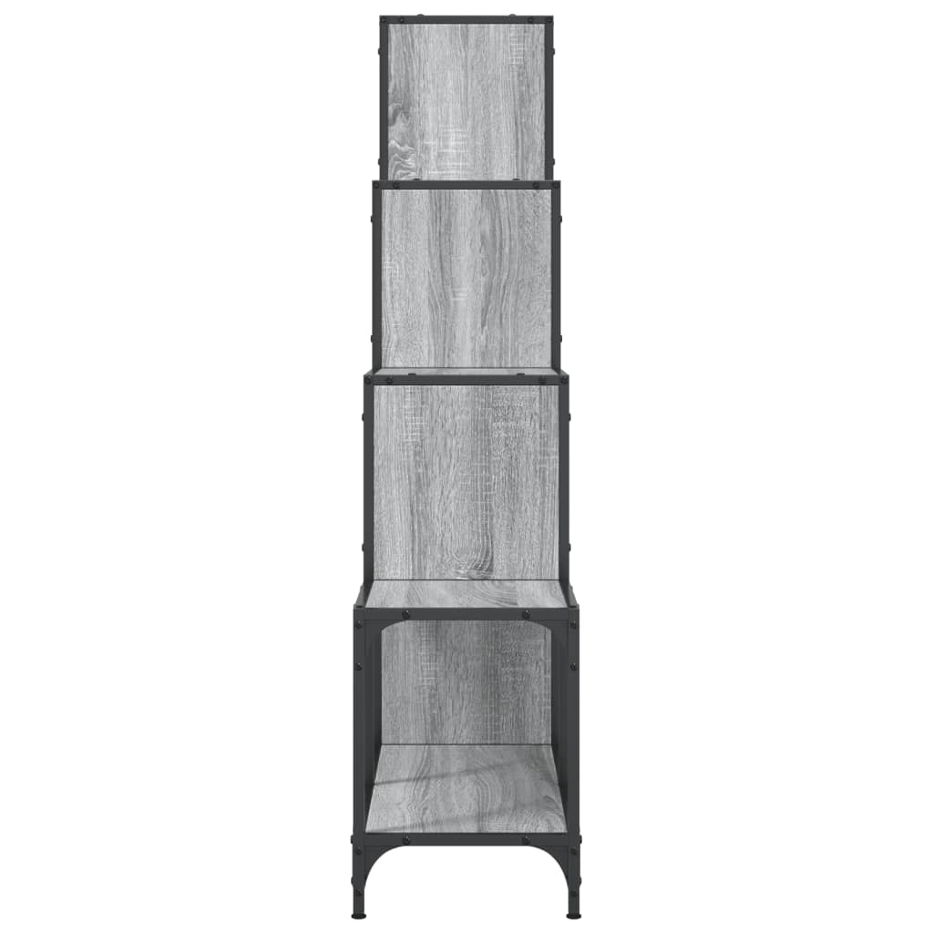 szürke sonoma szerelt fa és fém könyvszekrény 122 x 30 x 132 cm