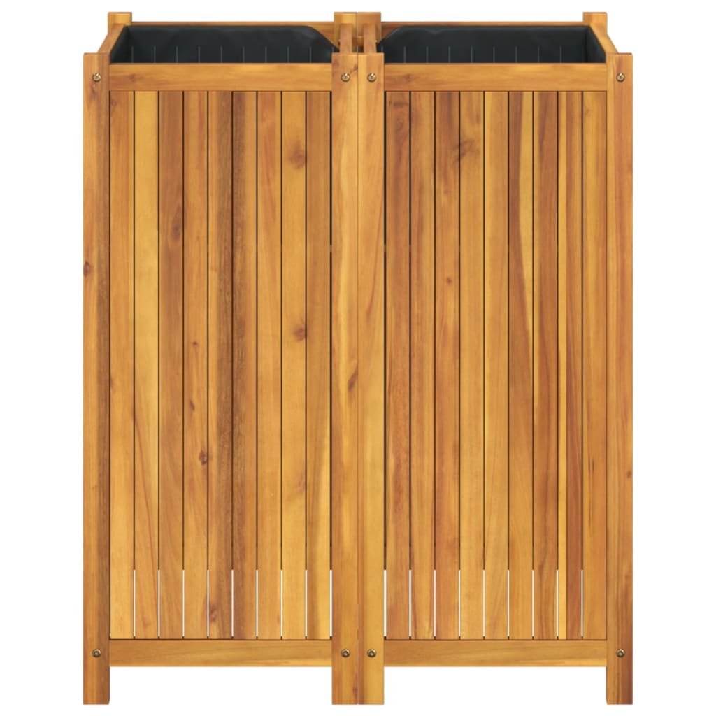tömör akácfa kerti virágtartó béléssel 84 x 42 x 100 cm