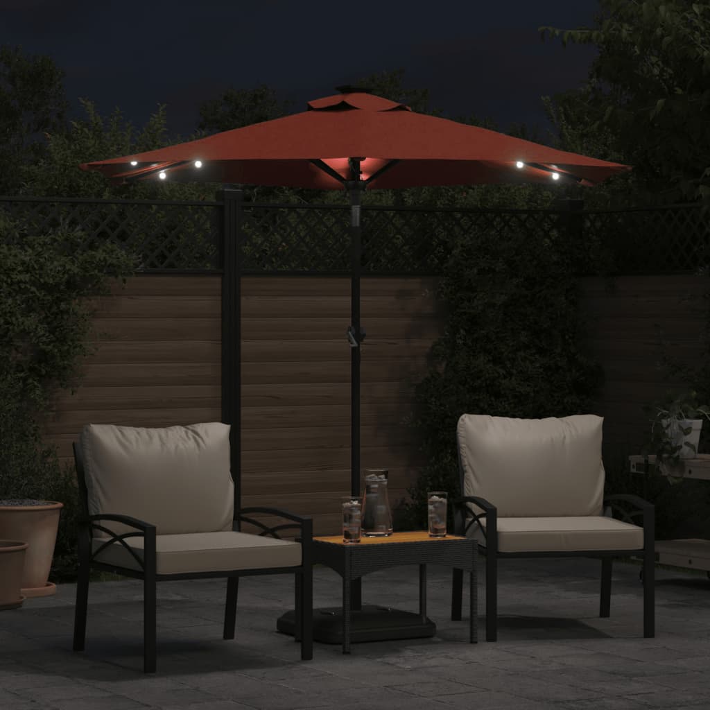 terrakotta kerti napernyő LED-del és acél rúddal 225x225x212 cm