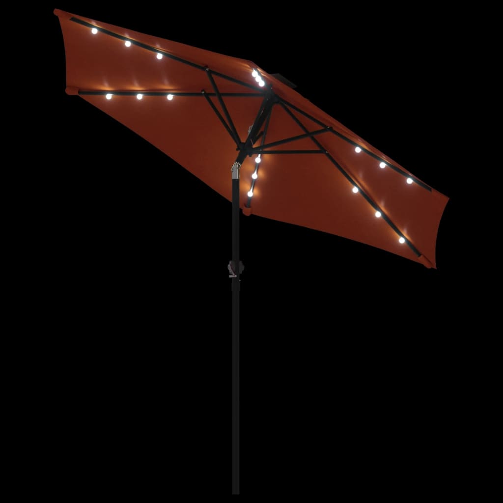 terrakotta kerti napernyő LED-del és acél rúddal 225x225x212 cm