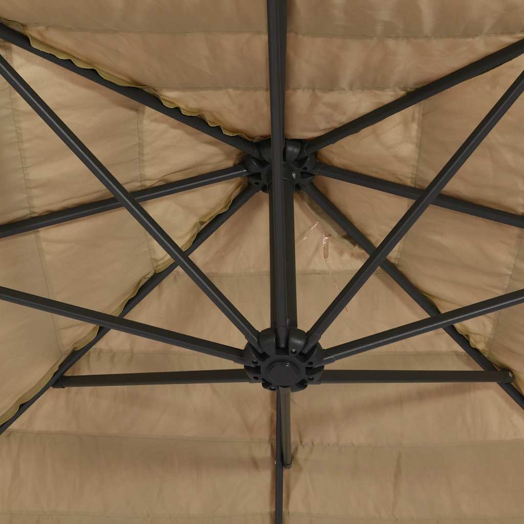 barna kerti napernyő LED-del és acél rúddal 288 x 288 x 225 cm