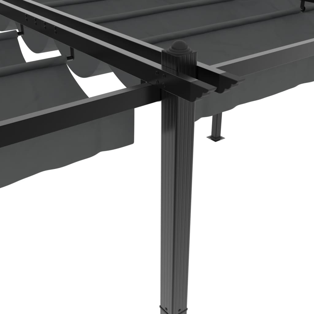 antracitszürke alumínium kerti pavilon behúzható tetővel 3x6 m