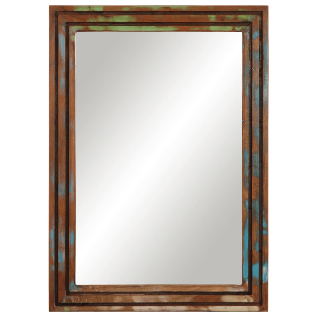 tömör akácfa és üveg fürdőszobatükör 50 x 70 cm