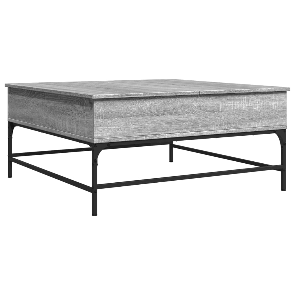 szürke sonoma szerelt fa és fém dohányzóasztal 95 x 95 x 45 cm