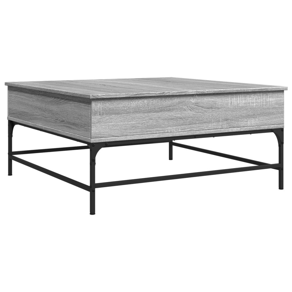 szürke sonoma szerelt fa és fém dohányzóasztal 95 x 95 x 45 cm