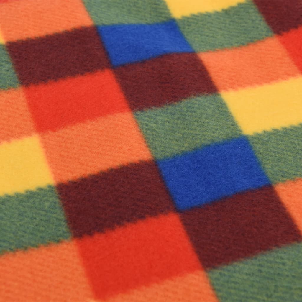összecsukható többszínű kockás pikniktakaró 200 x 200 cm bársony