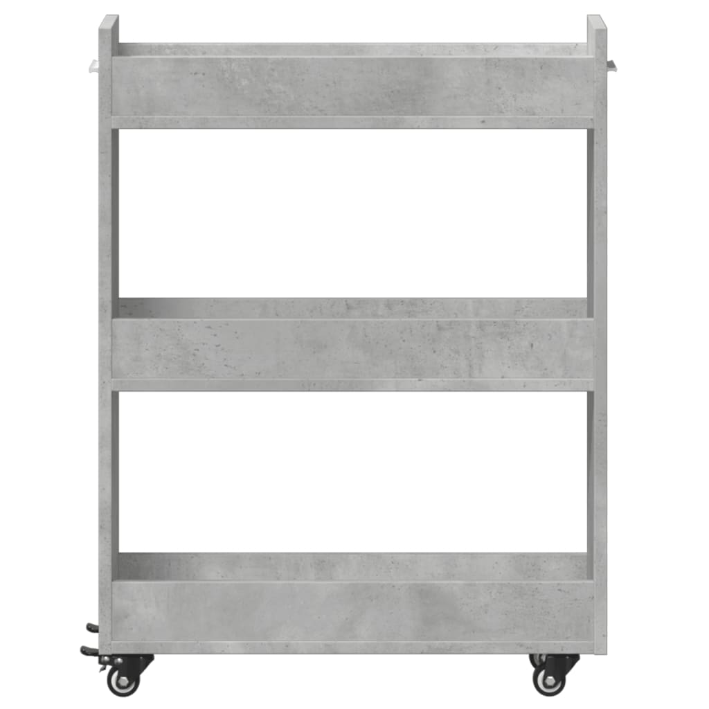 betonszürke szerelt fa szekrény kerekekkel 60 x 22 x 79 cm