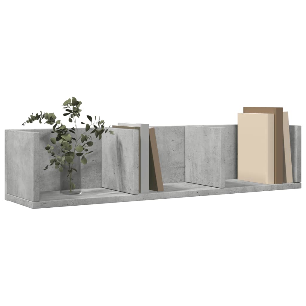 2 db betonszürke szerelt fa faliszekrény 75x18x16,5 cm
