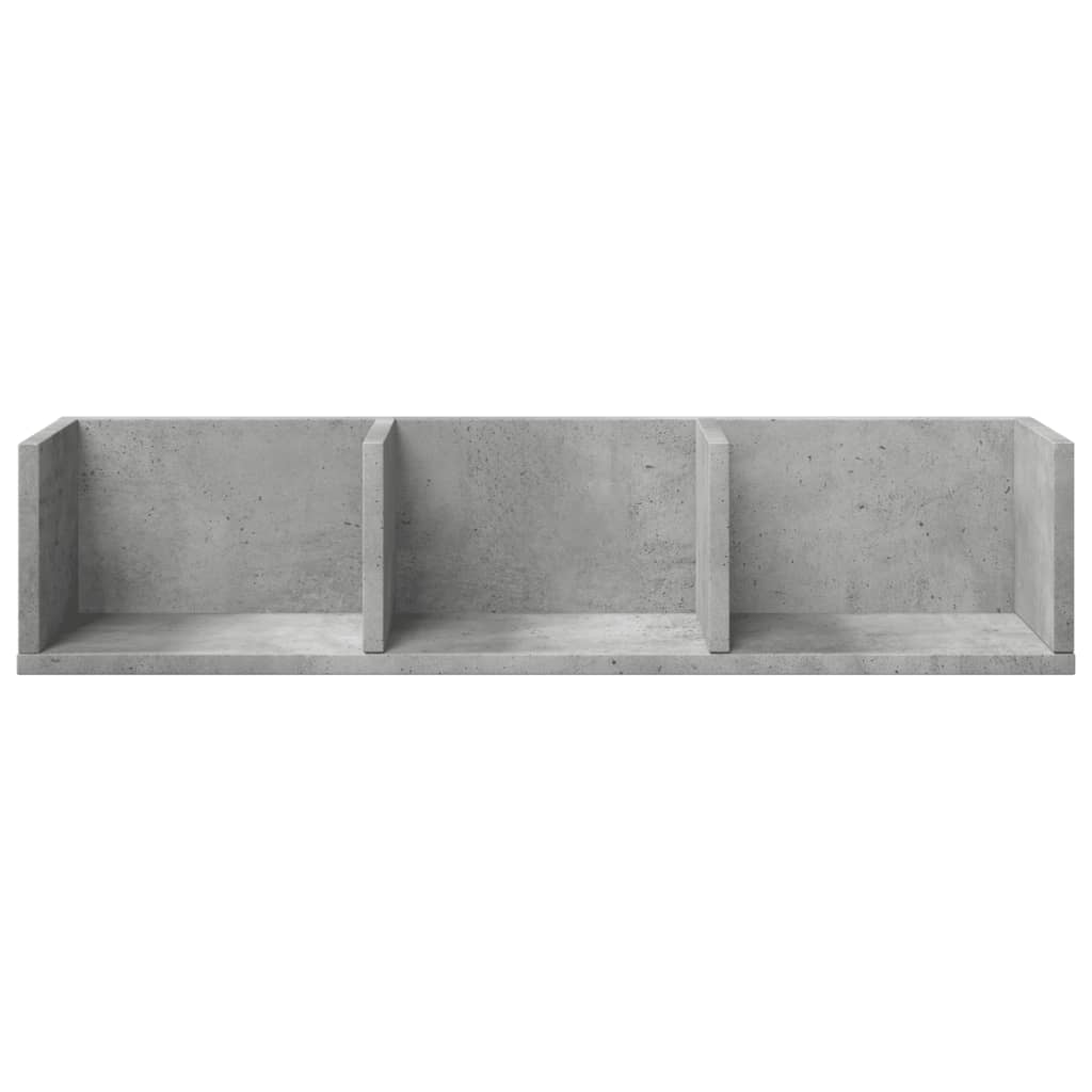 2 db betonszürke szerelt fa faliszekrény 75x18x16,5 cm