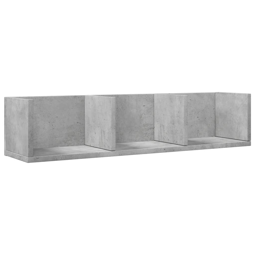 2 db betonszürke szerelt fa faliszekrény 75x18x16,5 cm