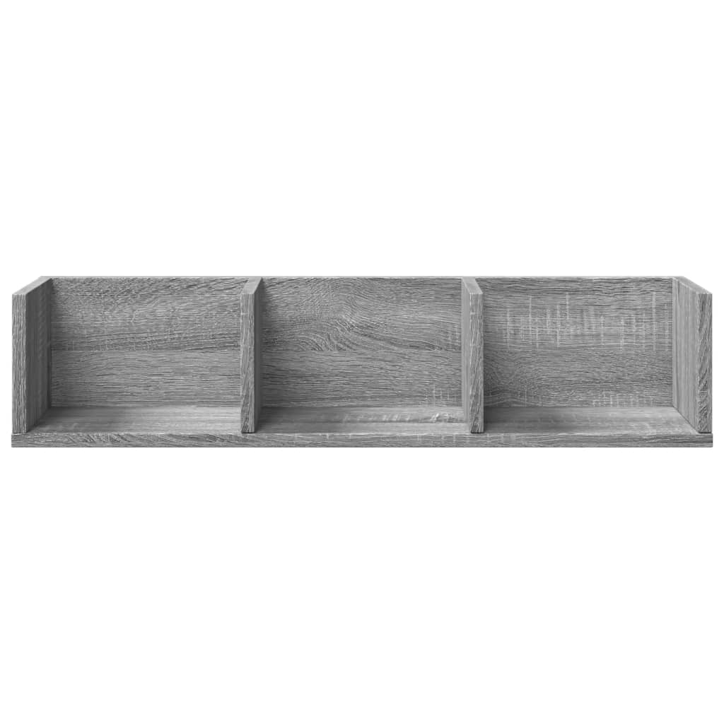 2 db szürke sonoma színű szerelt fa faliszekrény 75x18x16,5 cm