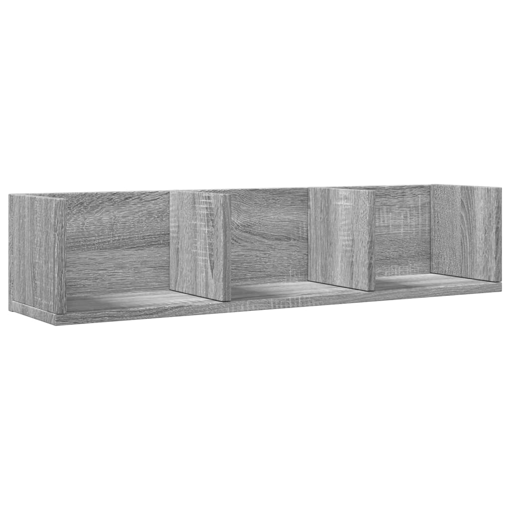 2 db szürke sonoma színű szerelt fa faliszekrény 75x18x16,5 cm