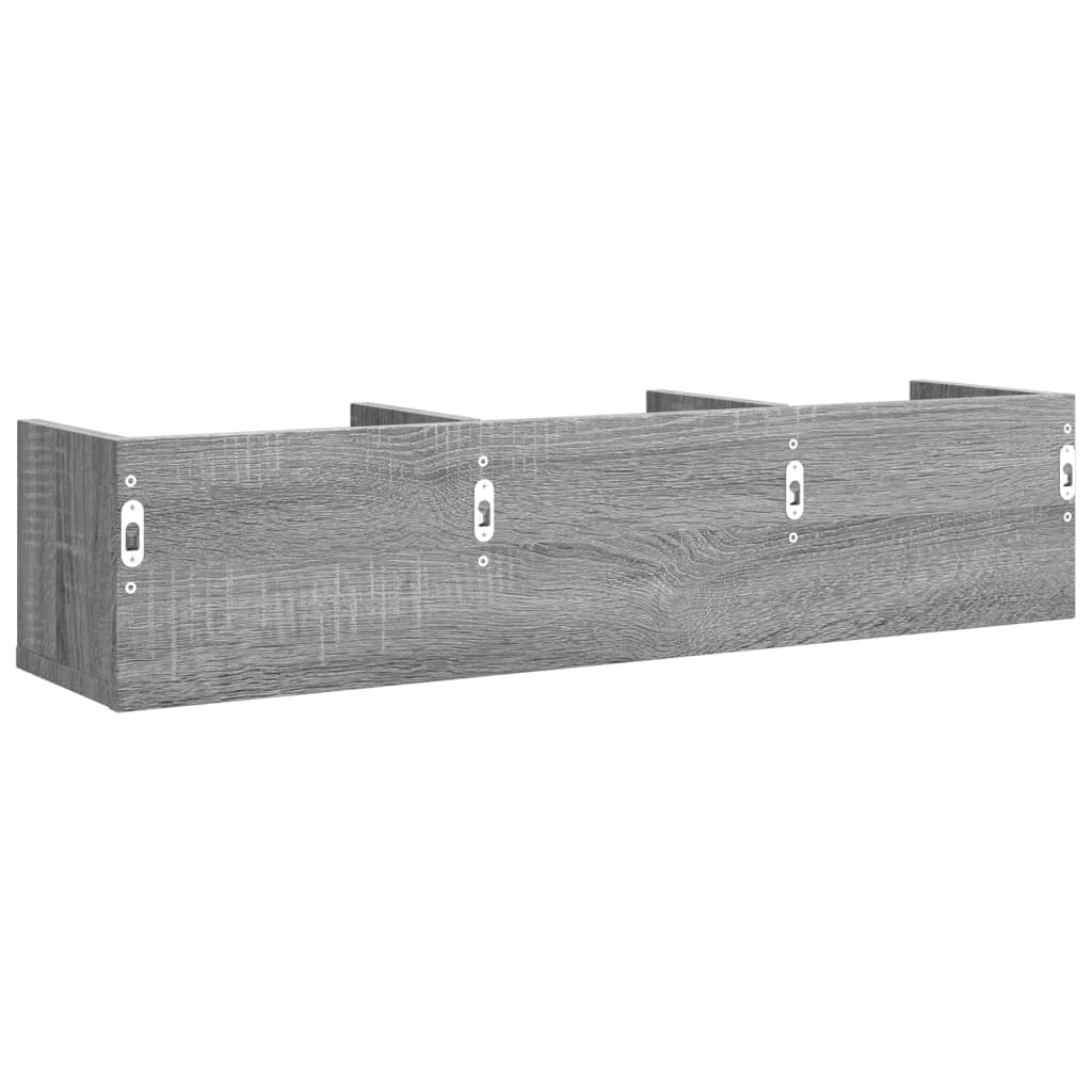 2 db szürke sonoma színű szerelt fa faliszekrény 75x18x16,5 cm