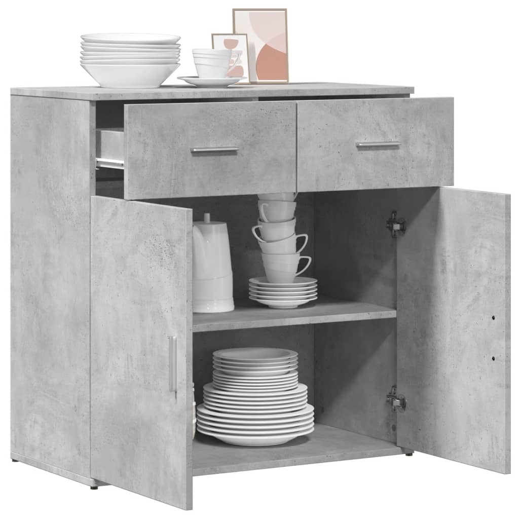 betonszürke szerelt fa tálalószekrény 79 x 38 x 80 cm