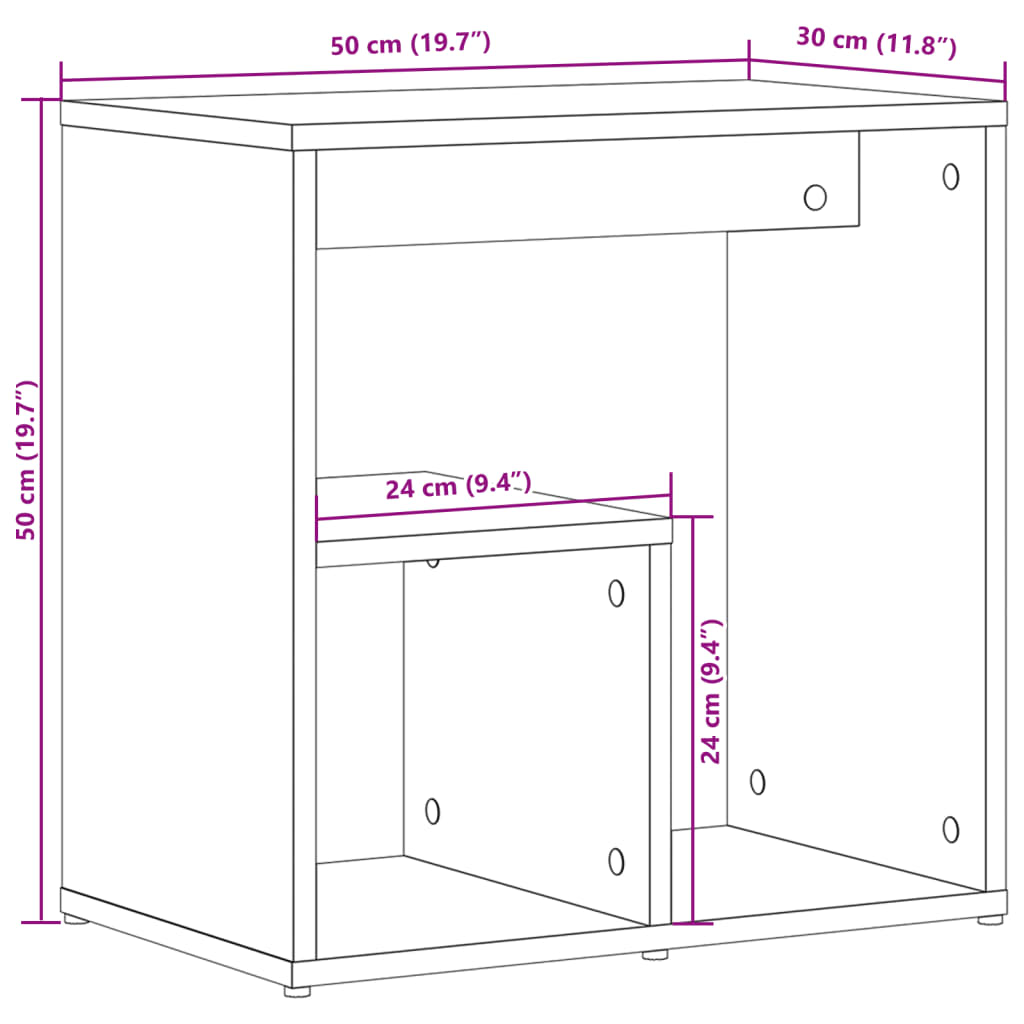 2 db fekete szerelt fa kisasztal 50 x 30 x 50 cm