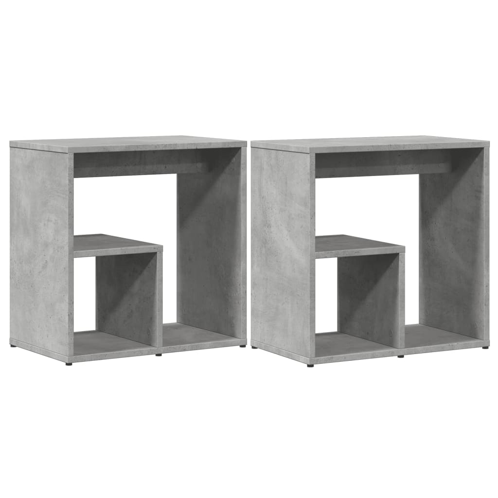 2 db betonszürke szerelt fa kisasztal 50x30x50 cm
