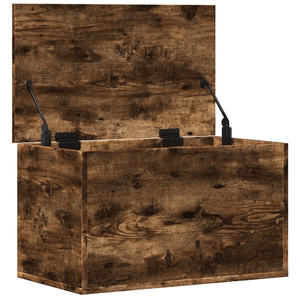 füstös tölgy színű szerelt fa tárolóláda 60 x 35 x 35 cm
