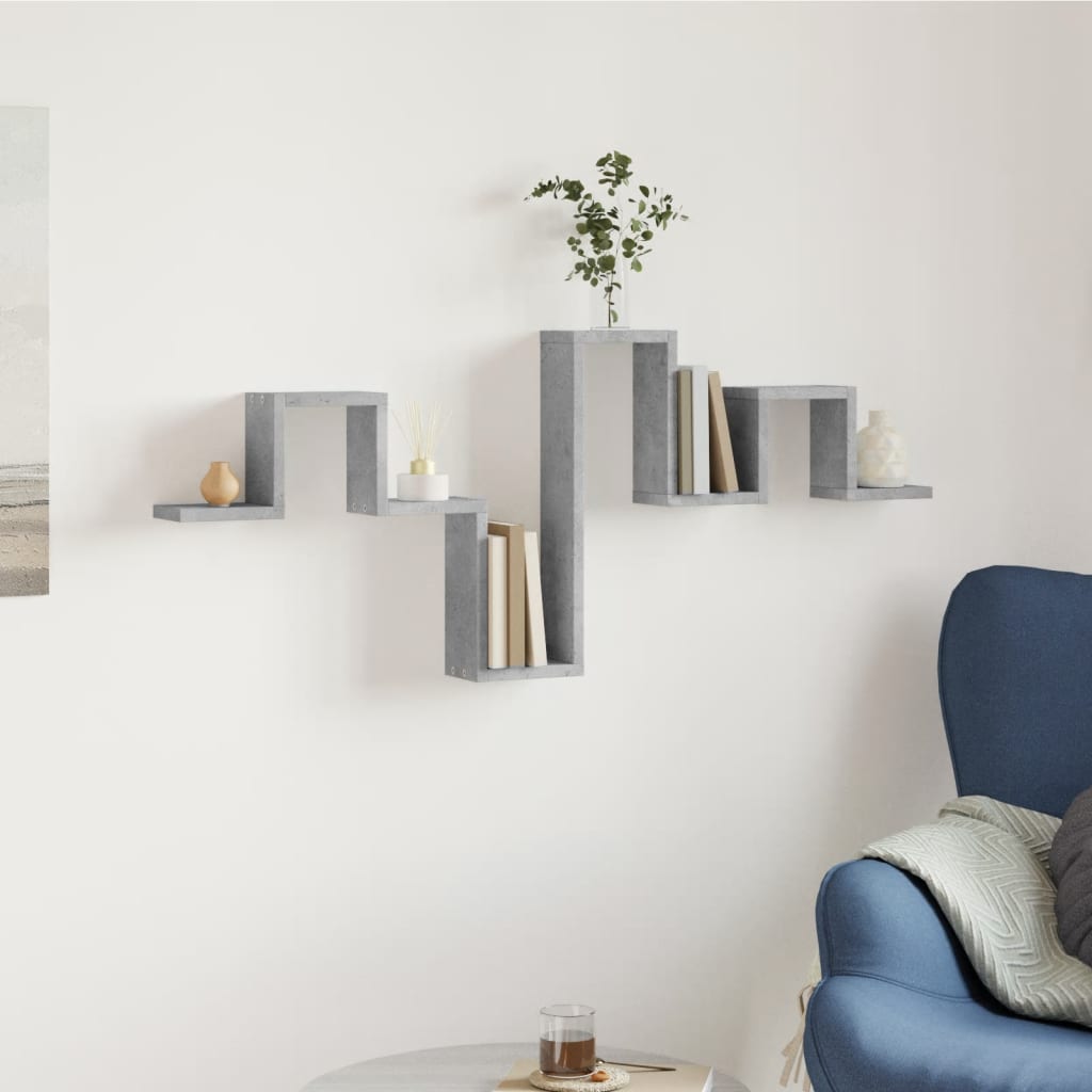 betonszürke szerelt fa fali polc 104,5 x 10 x 43 cm