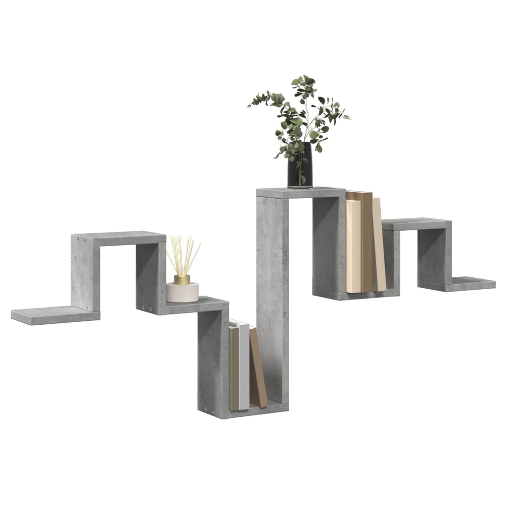 betonszürke szerelt fa fali polc 104,5 x 10 x 43 cm