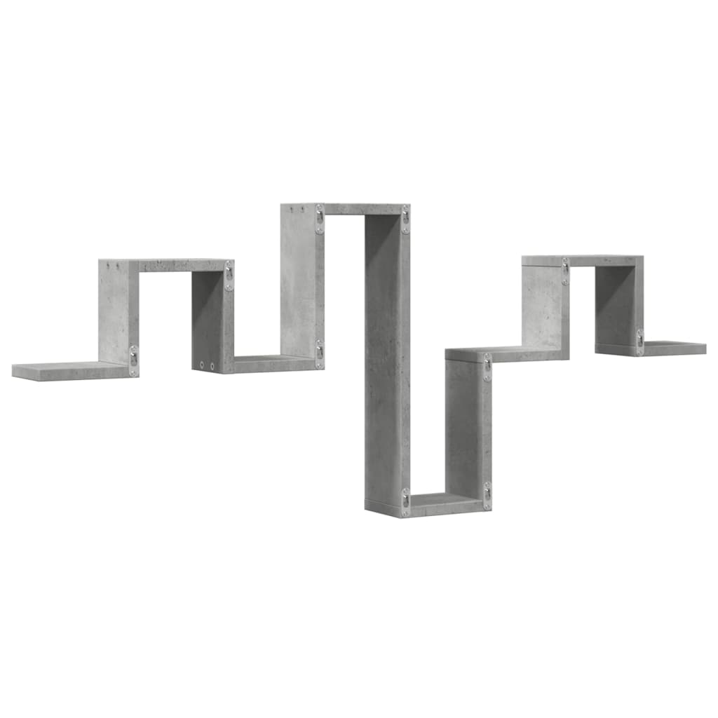 betonszürke szerelt fa fali polc 104,5 x 10 x 43 cm