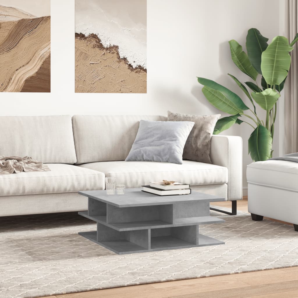 betonszürke szerelt fa dohányzóasztal 70x70x29 cm