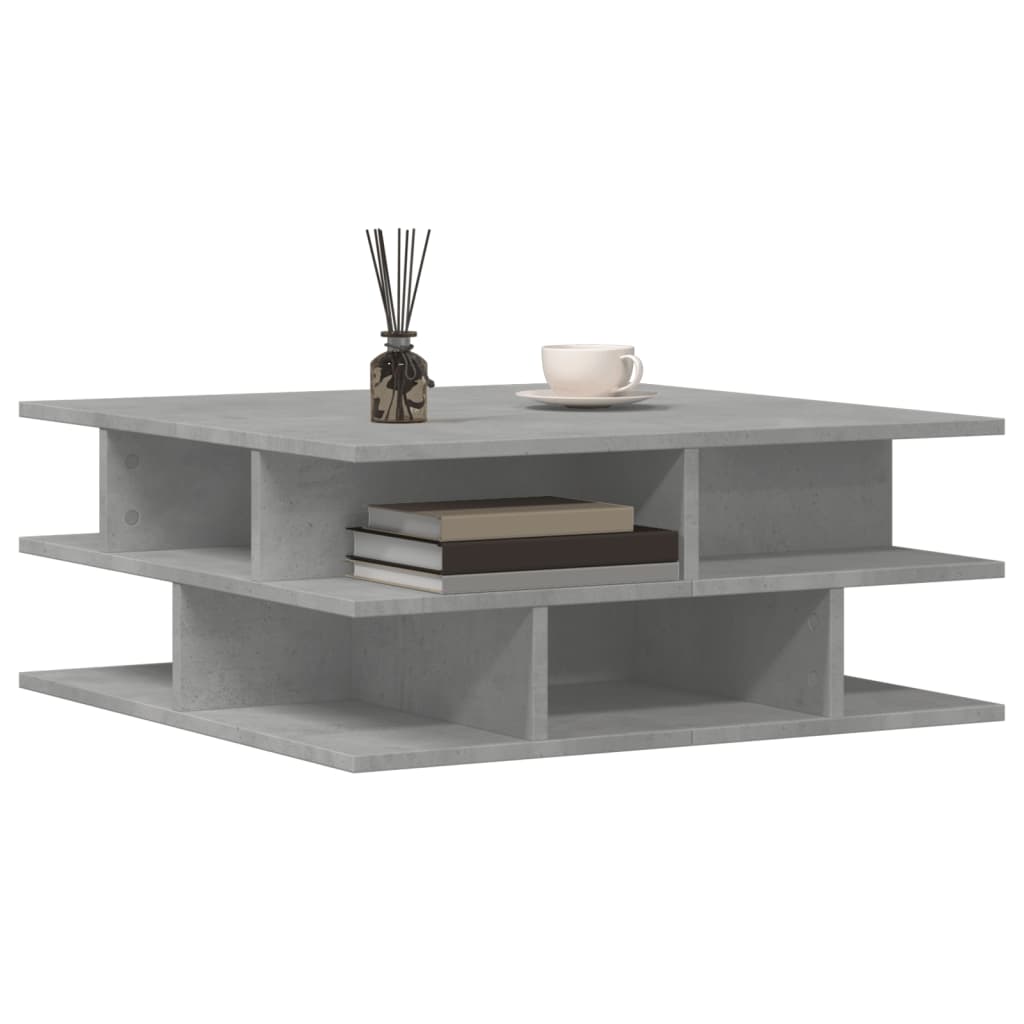 betonszürke szerelt fa dohányzóasztal 70x70x29 cm