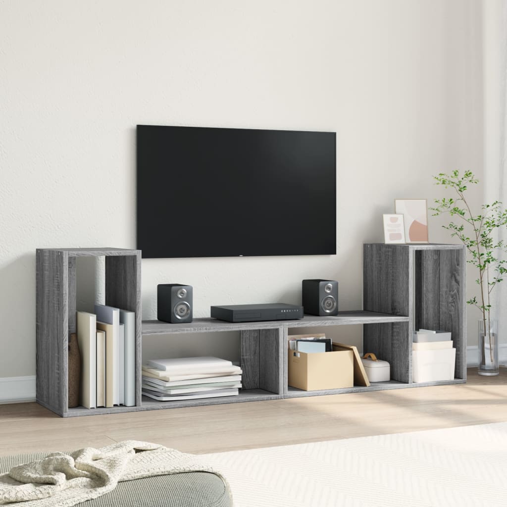 2 db szürke sonoma szerelt fa fali TV-szekrény 75 x 30 x 50 cm