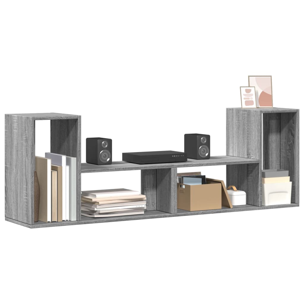 2 db szürke sonoma szerelt fa fali TV-szekrény 75 x 30 x 50 cm