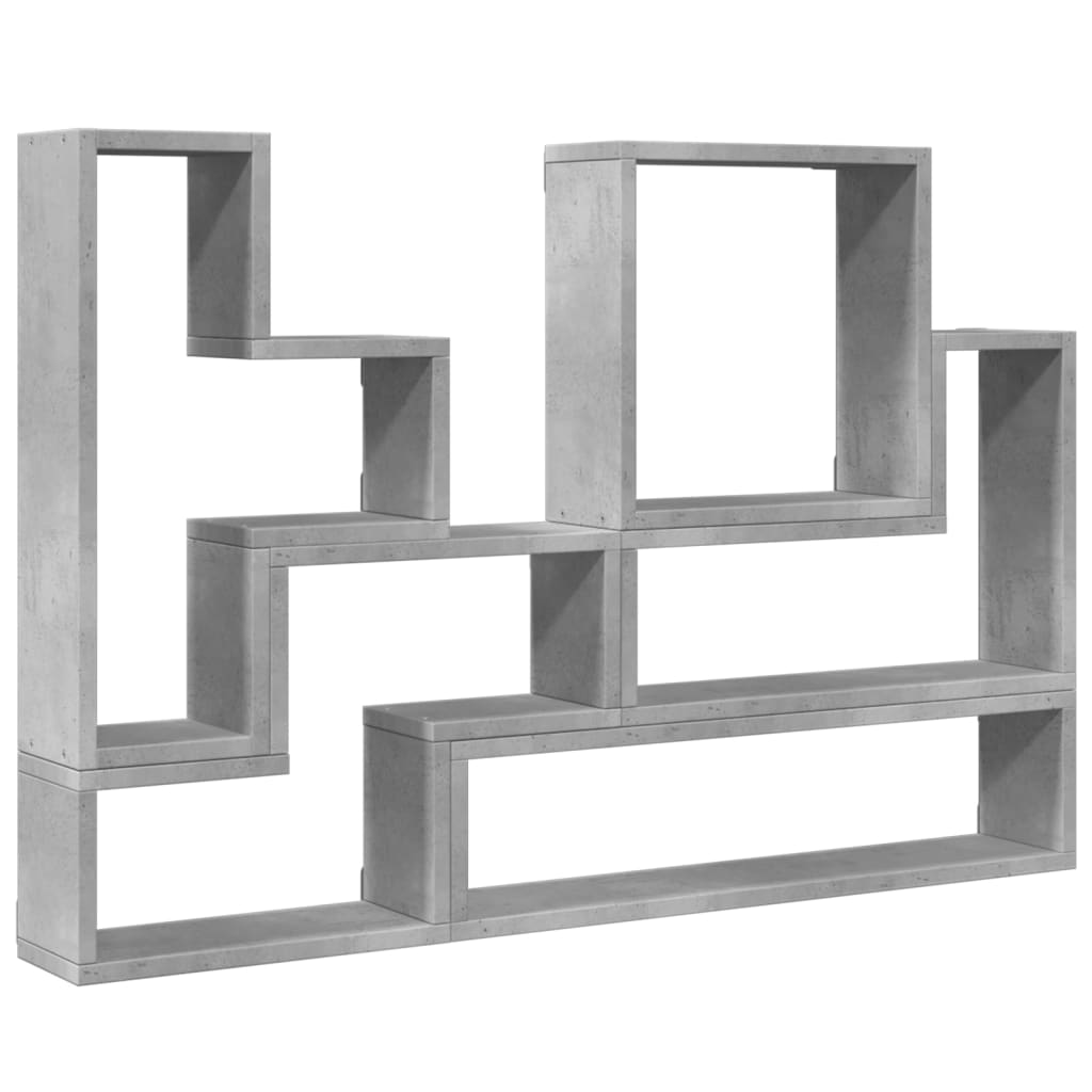 betonszürke szerelt fa fali polc 96x12x64 cm