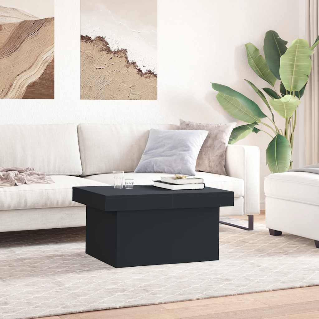 fekete szerelt fa dohányzóasztal 80 x 55 x 40 cm