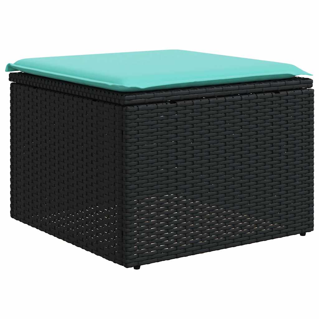 8 db fekete polyrattan kerti kanapégarnitúra párnákkal
