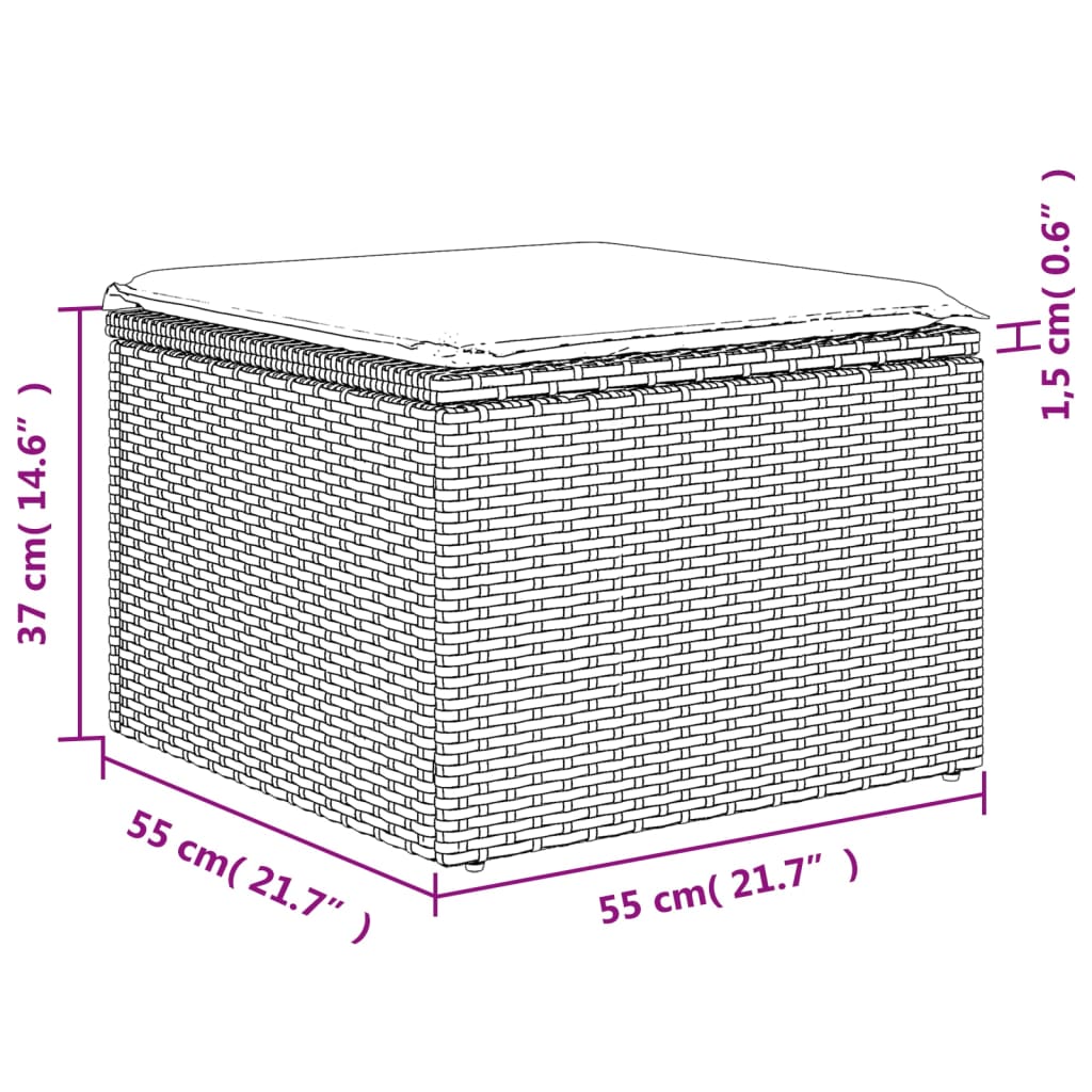 9 részes vegyes bézs polyrattan kerti ülőgarnitúra párnákkal