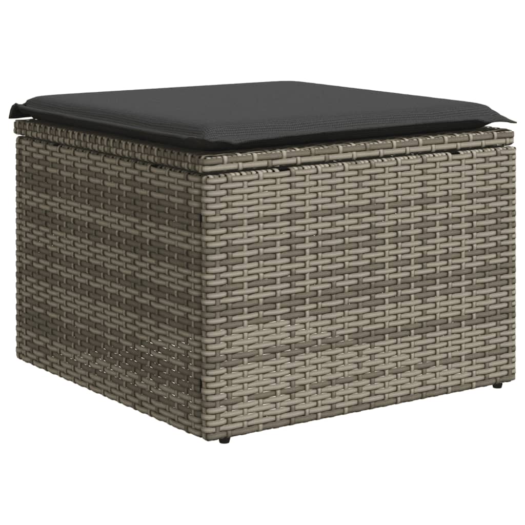 10 részes szürke polyrattan kerti ülőgarnitúra párnákkal