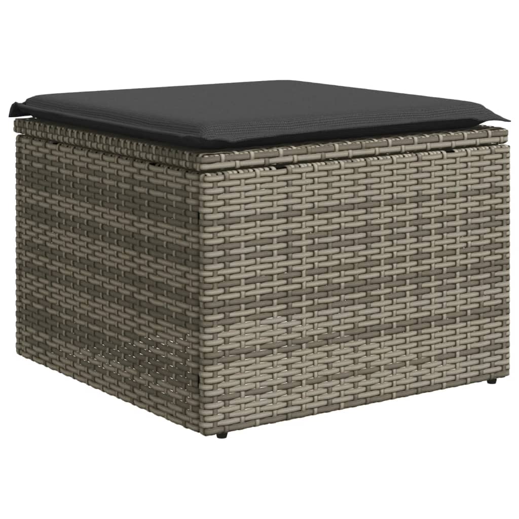 10 részes szürke polyrattan kerti ülőgarnitúra párnákkal