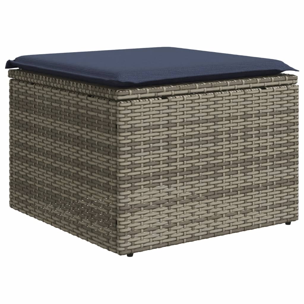 10 db szürke polyrattan kerti kanapégarnitúra párnákkal