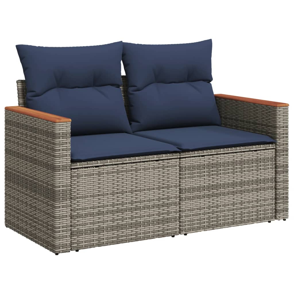 12 db szürke polyrattan kerti kanapégarnitúra párnákkal