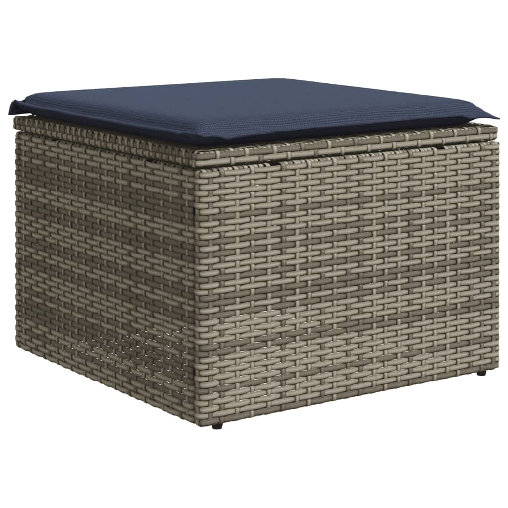 11 db szürke polyrattan kerti kanapégarnitúra párnákkal