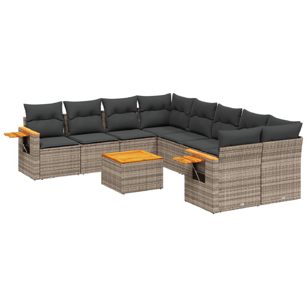 9 részes szürke polyrattan kerti ülőgarnitúra párnákkal
