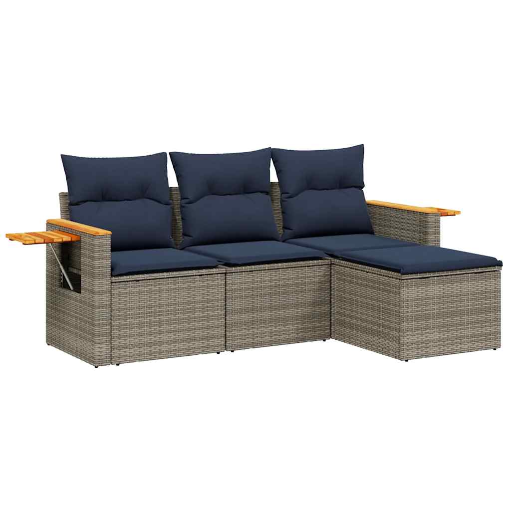 4 részes szürke polyrattan kerti ülőgarnitúra párnával