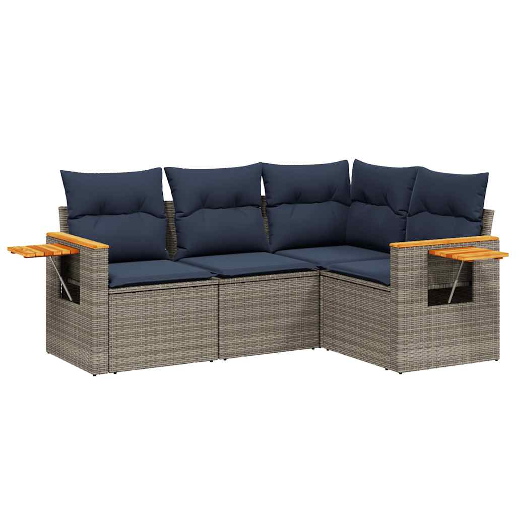 4 részes szürke polyrattan kerti ülőgarnitúra párnával