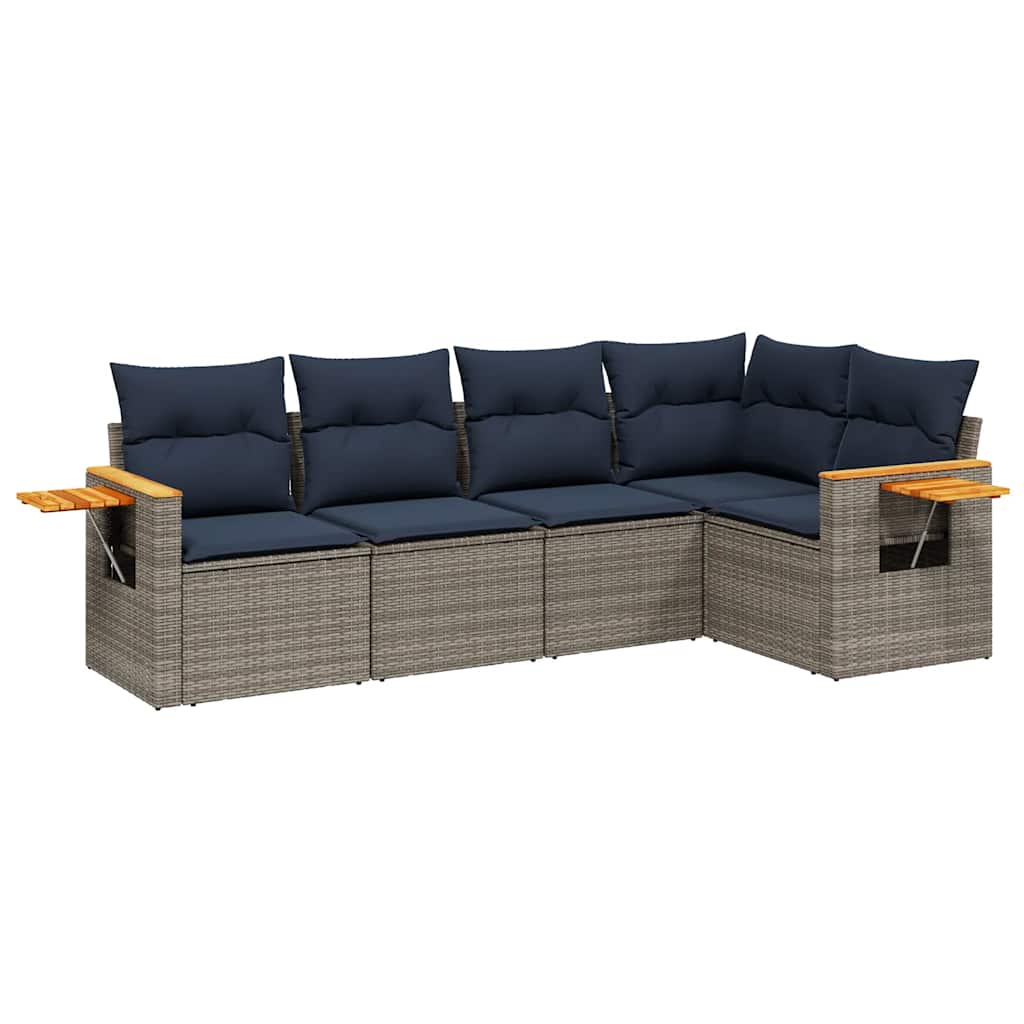 5 részes szürke polyrattan kerti ülőgarnitúra párnával
