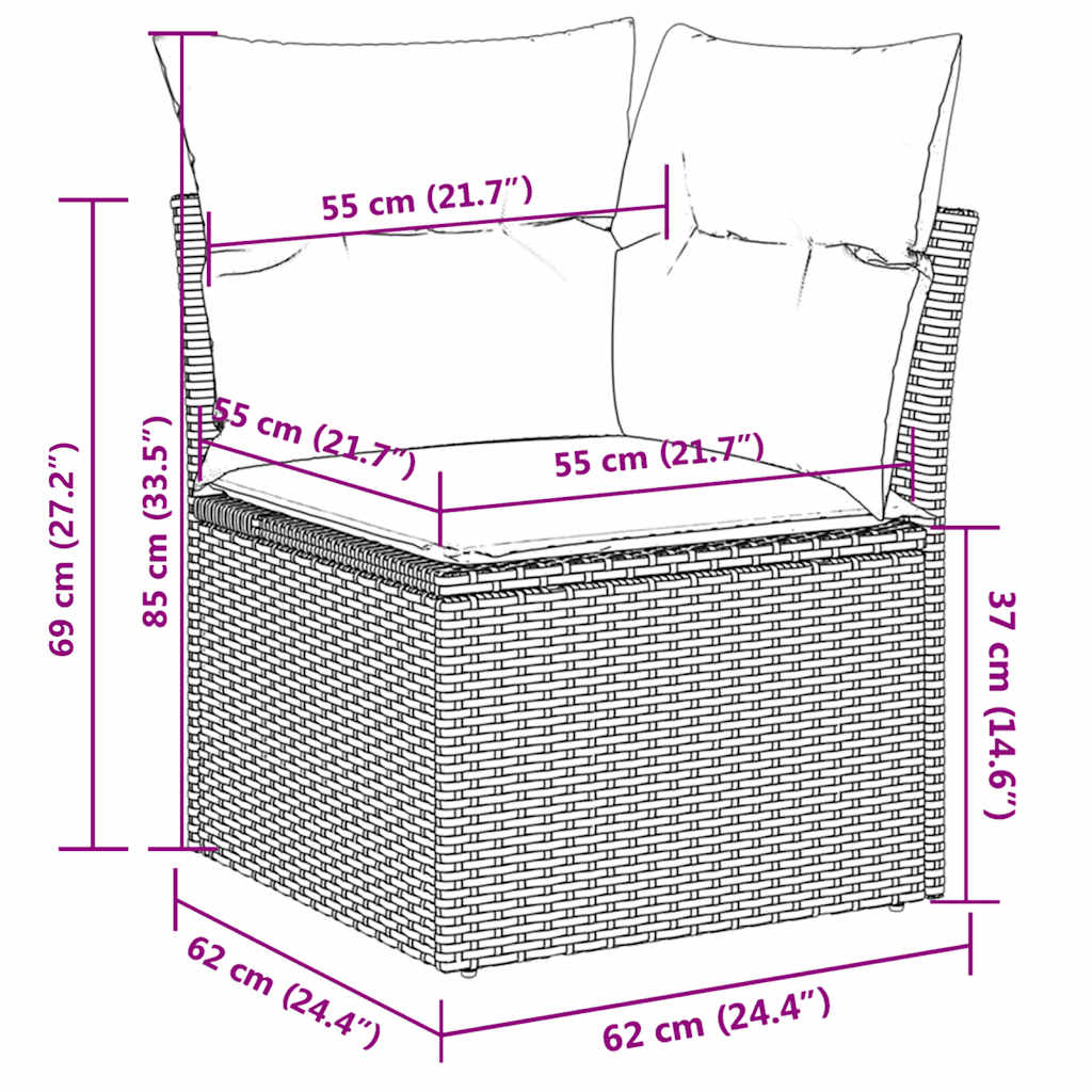 6 részes szürke polyrattan kerti ülőgarnitúra párnával