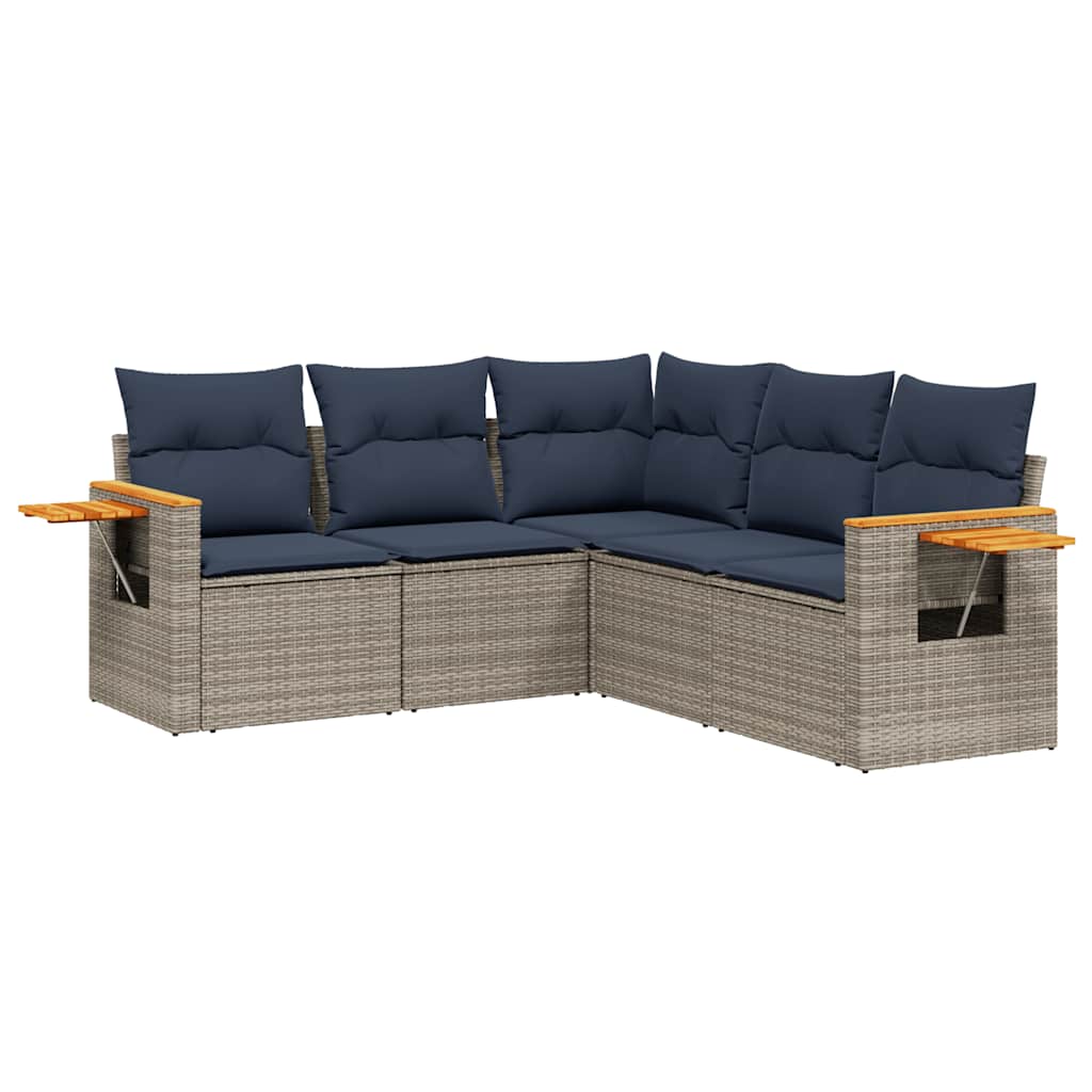 5 részes szürke polyrattan kerti ülőgarnitúra párnával